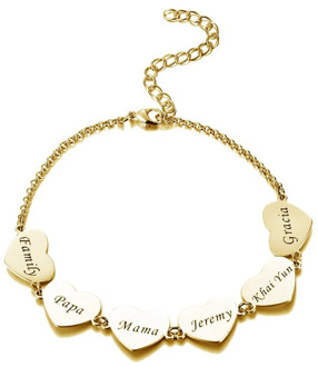 Lemegeton Heart Bracelet Custom Family Name Bracelet Personalized Dad Mom Girl Boy Stainless Steel Jewelry Family Gifts
