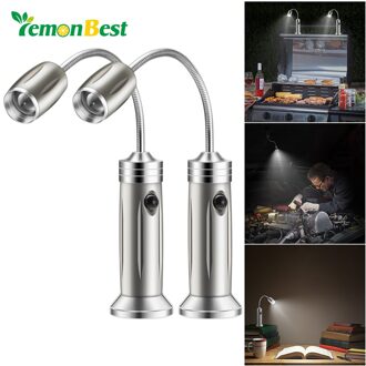 Lemombest camping licht Barbecue Lamp 2 stks Flexibele Zwanenhals BBQ Lamp Super Heldere LED Magnetische Base Verstelbare Schijnwerper