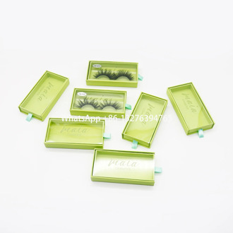 Lemon Green Rectangle Mink Eyelash Package Box Transparent Window Lashes Cases Custom Lashbox Packaging With Logo 25mm Mink