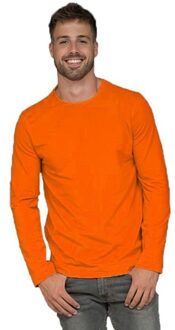 Lemon & Soda Basic stretch shirt lange mouwen/longsleeve oranje voor heren