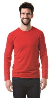Lemon & Soda Basic stretch shirt lange mouwen/longsleeve rood voor heren M (38/50)
