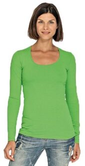 Lemon & Soda Bodyfit dames shirt lange mouwen/longsleeve limegroen - Dameskleding basic shirts L (40)