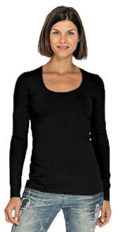 Lemon & Soda Bodyfit dames shirt lange mouwen/longsleeve navy blauw - Dameskleding basic shirts M (38)