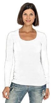 Lemon & Soda Bodyfit dames shirt lange mouwen/longsleeve wit - Dameskleding basic shirts L (40)