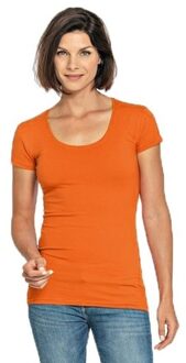 Lemon & Soda Bodyfit oranje dames shirts lang model