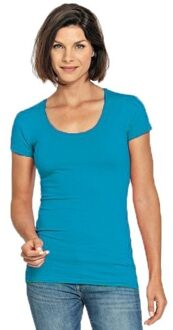 Lemon & Soda Bodyfit turquoise dames t-shirt