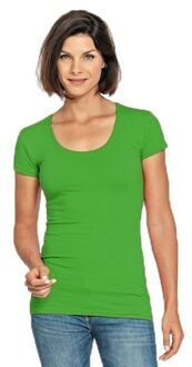 Lemon & Soda casual fashion t-shirt - bodyfit - dames - lime groen - ronde hals - korte mouwen