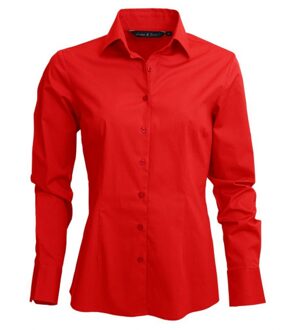 Lemon & Soda Casual promo overhemd voor dames - rood - lange mouwen - katoen/polyester