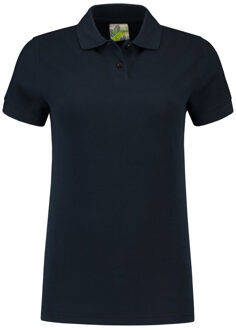 Lemon & Soda Dames basic poloshirt - donkerblauw - korte mouw - getailleerd - katoen