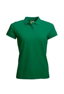 Lemon & Soda Dames basic poloshirt - grasgroen - korte mouw - getailleerd - katoen