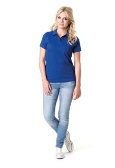 Lemon & Soda Dames basic poloshirt - kobalt blauw - korte mouw - getailleerd - katoen