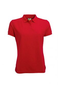 Lemon & Soda Dames basic poloshirt - rood - korte mouw - getailleerd - katoen