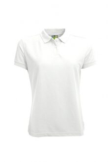 Lemon & Soda Dames basic poloshirt - wit - korte mouw - getailleerd - katoen