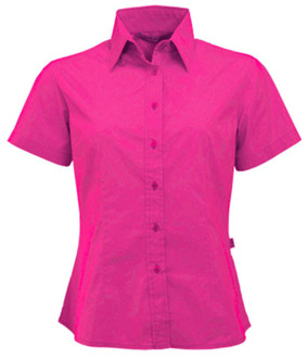 Lemon & Soda Fuchsia gekleurd dames overhemd met korte mouwen