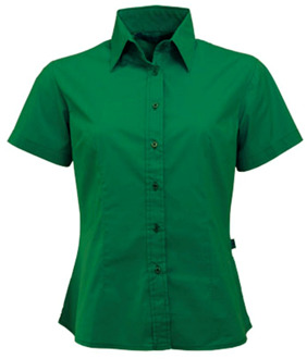 Lemon & Soda Groen katoenen overhemd met korte mouwen voor dames