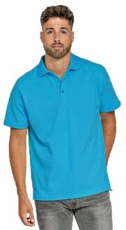 Lemon & Soda Heren basic poloshirt - turquoise - korte mouw - katoen S (36/48)