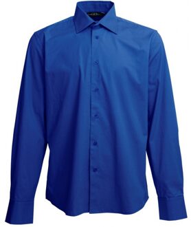 Lemon & Soda Heren casual overhemd - kobalt blauw - katoen/polyester