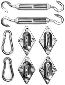 Lemonbest Zon Shade Sail Canopy Accessoire 304 Roestvrij Staal Hardware Kit Spanschroef Pad Oog Karabijnhaak Clip Haak Schroeven Zilver