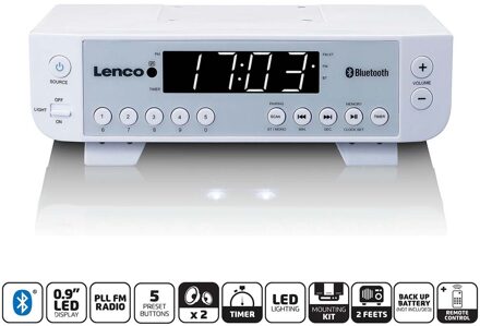Lenco KCR-100 - Keukenradio met Bluetooth LED scherm en timer - Zilver