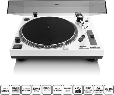 Lenco L-3810 Direct drive platenspeler met USB-opname - L-3810WH