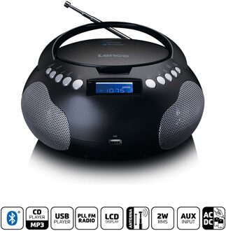 Lenco SCD-331 - Draagbare Radio CD-speler met MP3 en Bluetooth - Zwart