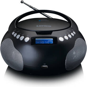 Lenco SCD-331 - Draagbare Radio CD-speler met MP3 en Bluetooth - Zwart