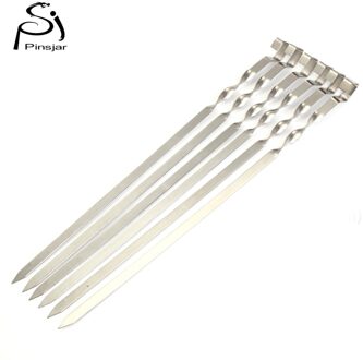 Lengte van 45 cm rvs platte barbecue stok bbq spiesjes kebab 6 stks/partij