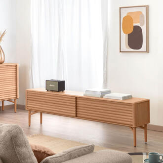 Lenon TV-meubel met 2 deuren in massief hout en Bruin