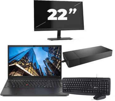 Lenovo E15 - Intel Core i3-10e Generatie - 15 inch - 16GB RAM - 256GB SSD - Windows 11 Home + 1x 22 inch Monitor