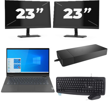 Lenovo IdeaPad Flex 5 14ITL05 - Intel Core i3-11e Generatie - 14 inch - 16GB RAM - 256GB SSD - Windows 11 Home + 2x 23 inch Monitor