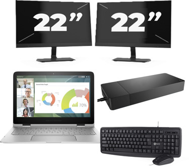 Lenovo ThinkBook 13s G2 - Intel Core i5-11e Generatie - 13 inch - 8GB RAM - 256GB SSD - Windows 11 Home + 2x 22 inch Monitor