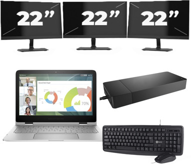 Lenovo ThinkBook 13s G2 - Intel Core i5-11e Generatie - 13 inch - 8GB RAM - 256GB SSD - Windows 11 Home + 3x 22 inch Monitor