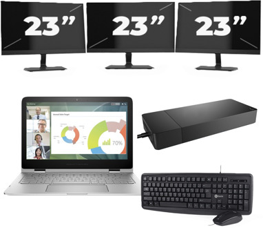 Lenovo ThinkBook 13s G2 - Intel Core i5-11e Generatie - 13 inch - 8GB RAM - 256GB SSD - Windows 11 Home + 3x 23 inch Monitor