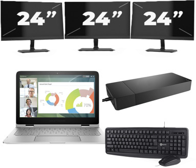 Lenovo ThinkBook 13s G2 - Intel Core i5-11e Generatie - 13 inch - 8GB RAM - 256GB SSD - Windows 11 Home + 3x 24 inch Monitor