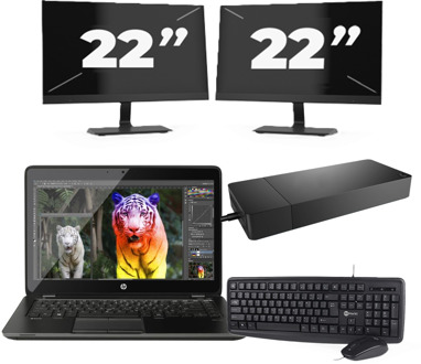 Lenovo ThinkBook 14 G2 - Intel Core i5-11e Generatie - 14 inch - 16GB RAM - 256GB SSD - Windows 11 Home + 2x 22 inch Monitor