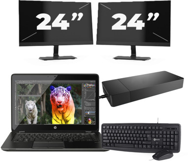 Lenovo ThinkBook 14 G2 - Intel Core i5-11e Generatie - 14 inch - 16GB RAM - 256GB SSD - Windows 11 Home + 2x 24 inch Monitor