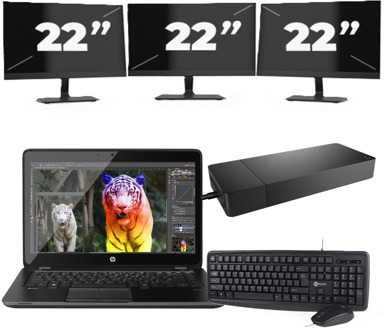 Lenovo ThinkBook 14 G2 - Intel Core i5-11e Generatie - 14 inch - 16GB RAM - 256GB SSD - Windows 11 Home + 3x 22 inch Monitor