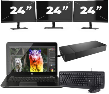 Lenovo ThinkBook 14 G2 - Intel Core i5-11e Generatie - 14 inch - 16GB RAM - 256GB SSD - Windows 11 Home + 3x 24 inch Monitor