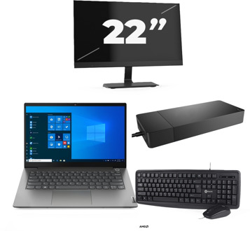 Lenovo ThinkBook 14 G3 ACL - AMD Ryzen 7 5700U - 14 inch - 16GB RAM - 256GB SSD - Windows 11 Home + 1x 22 inch Monitor