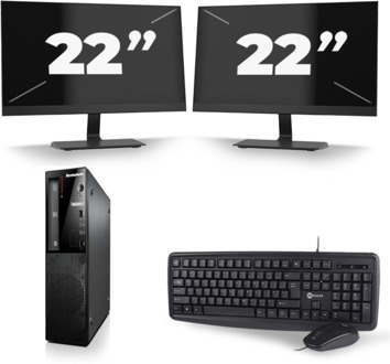Lenovo ThinkCentre Edge 72 SFF - Intel Core i3-3e Generatie - 8GB RAM - 256GB SSD - Windows 10 + 2x 22 inch Monitor