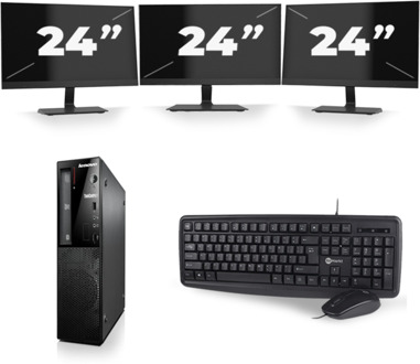 Lenovo ThinkCentre Edge 72 SFF - Intel Core i3-3e Generatie - 8GB RAM - 256GB SSD - Windows 10 + 3x 24 inch Monitor