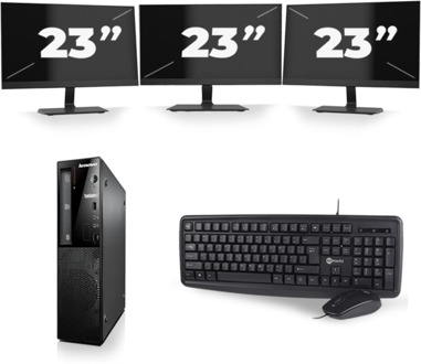 Lenovo ThinkCentre Edge 72 SFF - Intel Core i7-3e Generatie - 16GB RAM - 256GB SSD - Windows 10 + 3x 23 inch Monitor