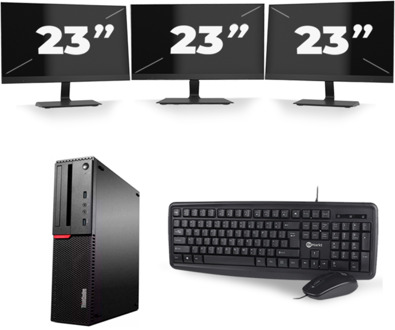 Lenovo ThinkCentre M700 SFF - Intel Core i7-6e Generatie - 16GB RAM - 256GB SSD - Windows 11 + 3x 23 inch Monitor