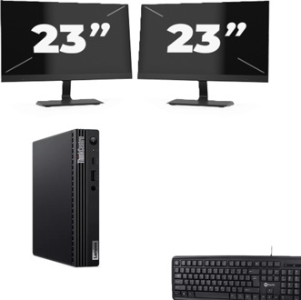 Lenovo ThinkCentre M70q USFF - Intel Core i5-10e Generatie - 8GB RAM - 256GB SSD - Windows 11 + 2x 23 inch Monitor - small