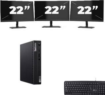 Lenovo ThinkCentre M70q USFF - Intel Core i5-10e Generatie - 8GB RAM - 256GB SSD - Windows 11 + 3x 22 inch Monitor - small