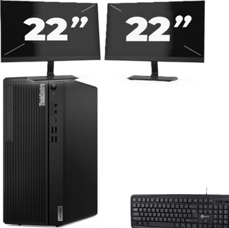 Lenovo THINKCENTRE M70T Tower - Intel Core i5-10e Generatie - 8GB RAM - 256GB SSD - Windows 11 + 2x 22 inch Monitor