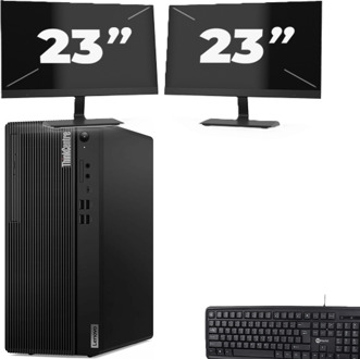 Lenovo THINKCENTRE M70T Tower - Intel Core i5-10e Generatie - 8GB RAM - 256GB SSD - Windows 11 + 2x 23 inch Monitor