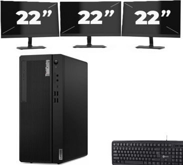 Lenovo THINKCENTRE M70T Tower - Intel Core i5-10e Generatie - 8GB RAM - 256GB SSD - Windows 11 + 3x 22 inch Monitor