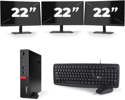 Lenovo ThinkCentre M710q USFF - Intel Core i5-6e Generatie - 8GB RAM - 256GB SSD - Windows 11 + 3x 22 inch Monitor
