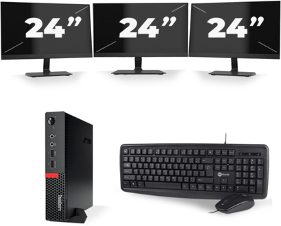 Lenovo ThinkCentre M710q USFF - Intel Core i5-6e Generatie - 8GB RAM - 256GB SSD - Windows 11 + 3x 24 inch Monitor